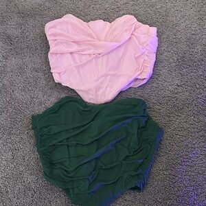 SHEIN Pink and Green Corset Tops
